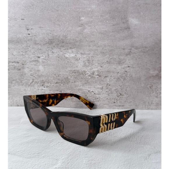 NEW Miu Miu MU09WS Havana Brown Purple Cat Eye Sunglasses